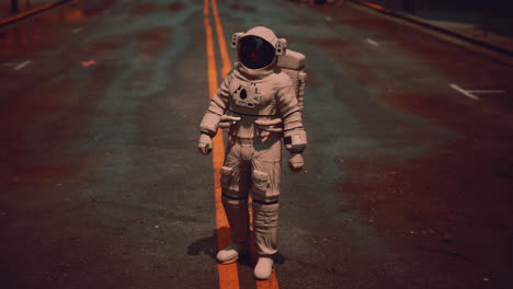 astronauta en una calle alienígena