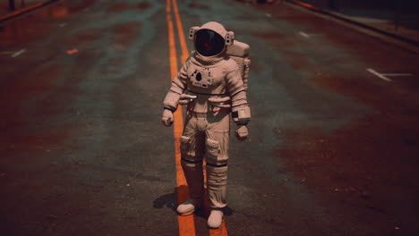 astronaut on an alien street