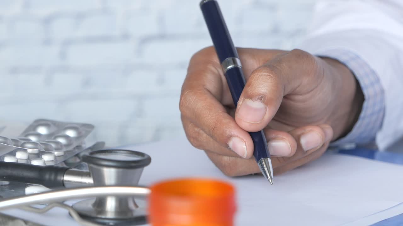 el médico escribe una receta.