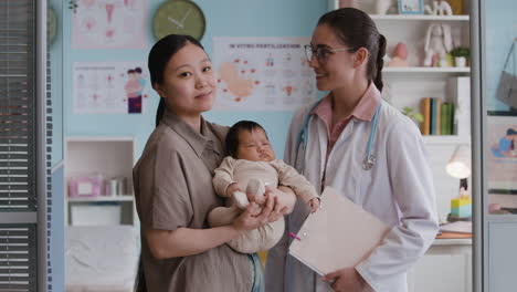 mother and baby at doctor's appointment