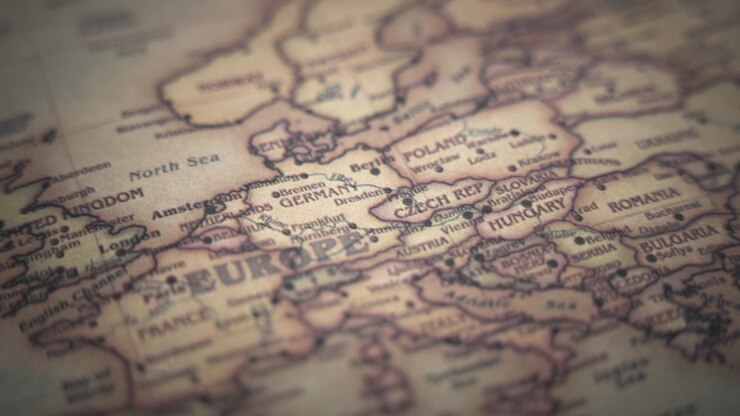 Germany and European countries on a map