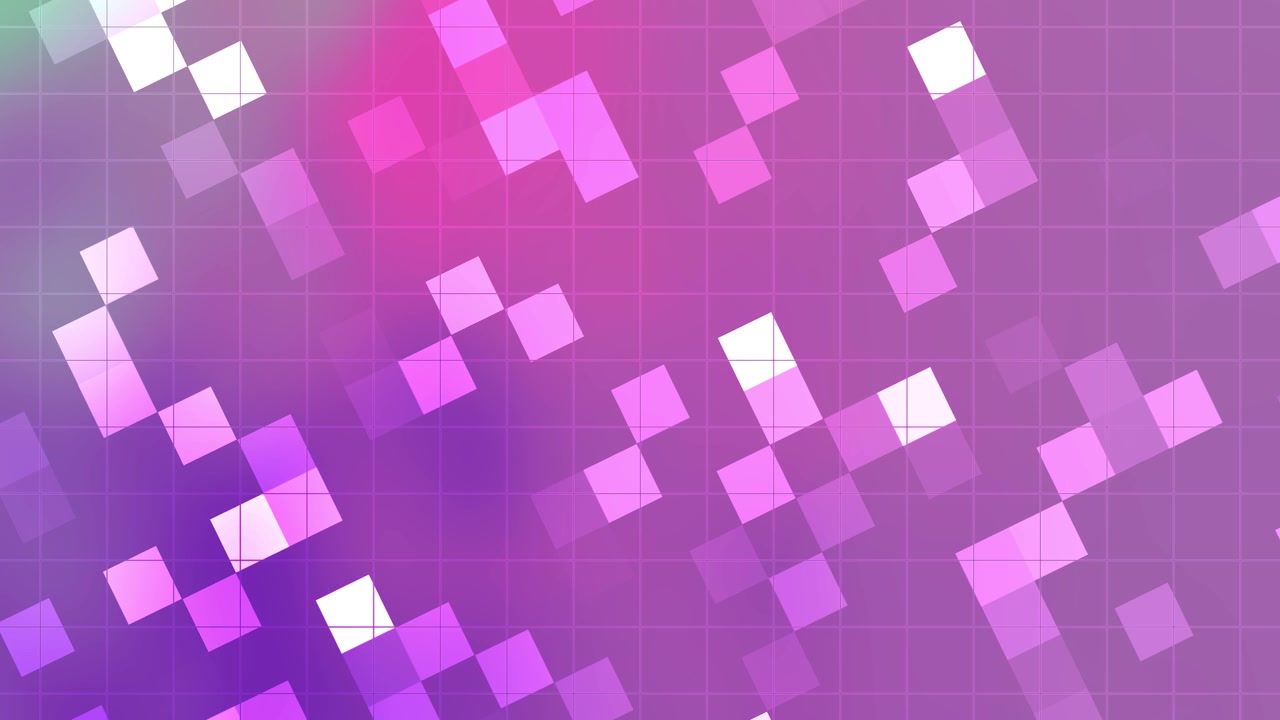 Dynamic Digital Grid Background with Shifting Purple and Pink Pixels