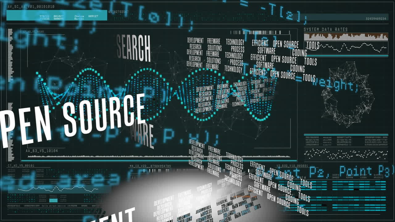 Animation of text and data processing over dna strand
