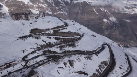 aerial from the road to valle nevado in santiago, chile