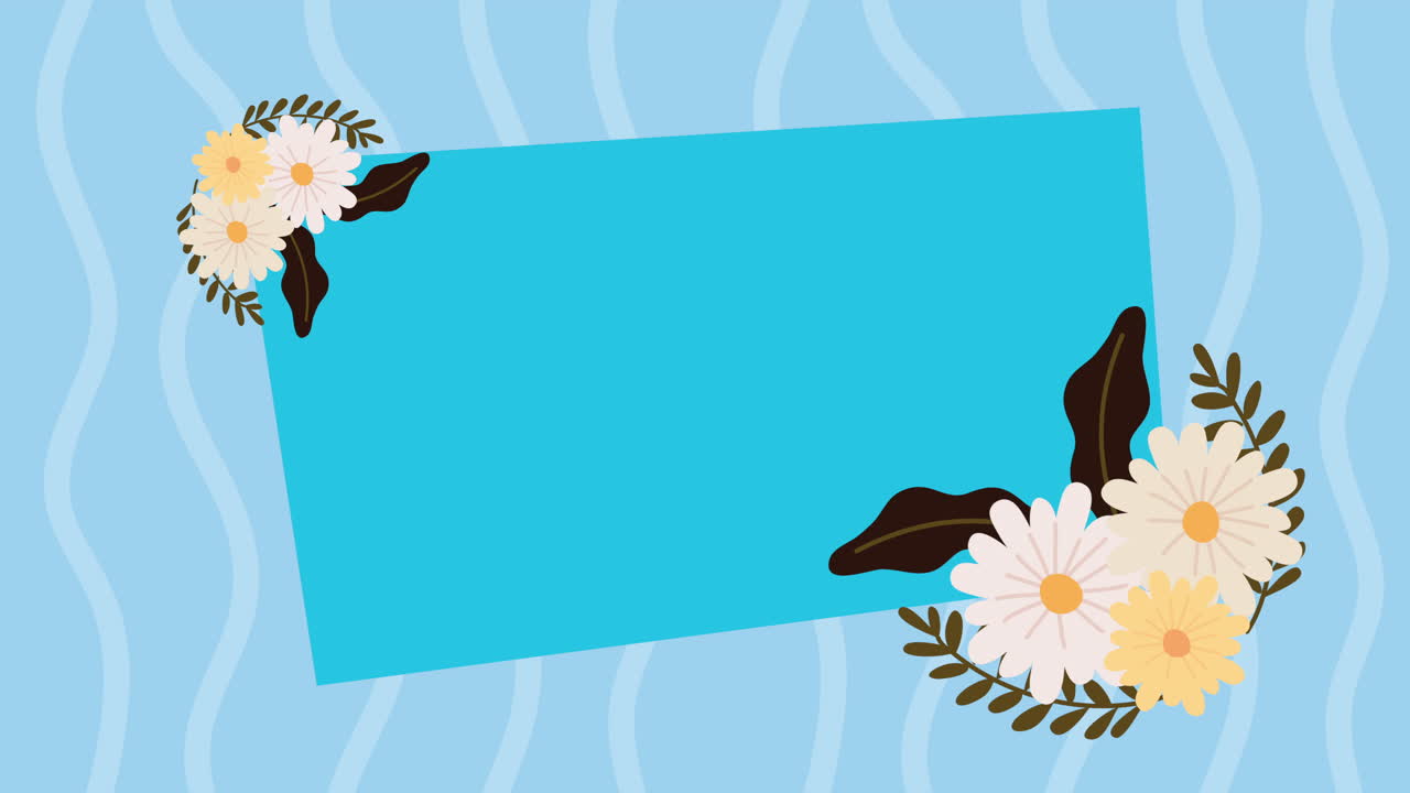 Floral Background with Blue Rectangle