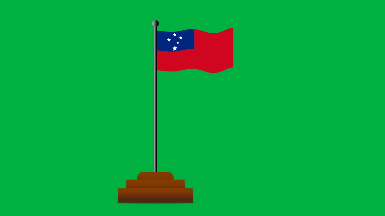bandera nacional de samoa con vista completa aislada en pantalla verde. clip de bandera ondeando para vacaciones de la nación, gobierno y elecciones.