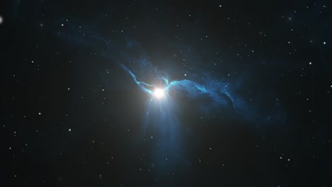 Luz-Brillante-En-Medio-De-Una-Nebulosa-Azul-En-El-Espacio-Profundo