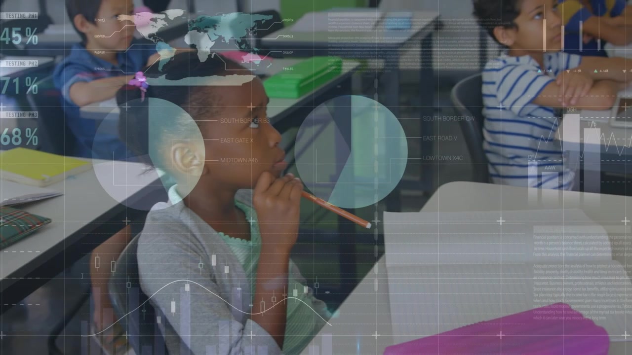Animation of data processing over diverse schoolchildren learning