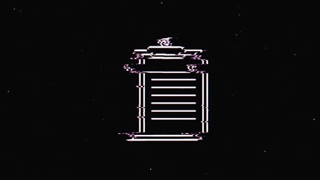line clipboard hud símbolo holográfico en pantalla de televisión digital vieja animación de glitch de bucle sin costuras. corazones. retro dinámico y alegre. imágenes de video coloridas y vintage.