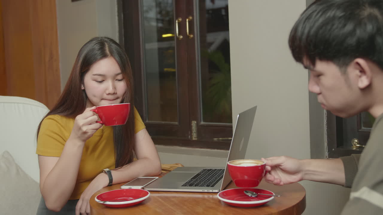 Beautiful Young Asian Woman Looking Someone And Smiling