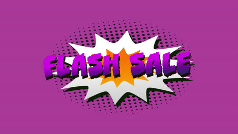 flash sale, wow and pow text on speech bubble against purple background