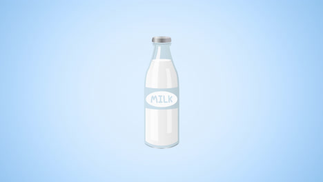 Animation-of-bottle-of-milk-icon-on-blue-background