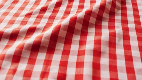 close up of red and white checkered blanket with copy space