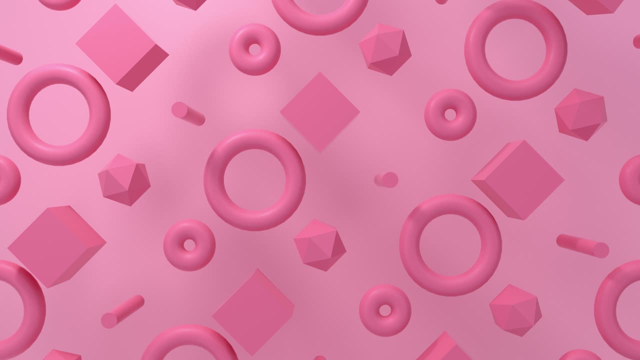 formas geométricas primitivas aisladas en un fondo rosado.