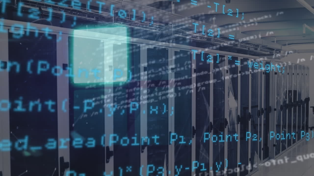 Animation of data processing over server room