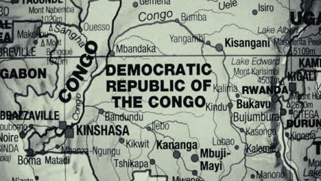 a monochromatic map of the democratic republic of congo and surrounding central african countries