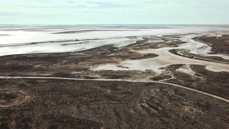 drone footage of tyrell creek where it enters lake tyrell in north-west victoria, may 2021