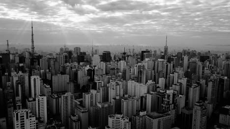 dramatic black and white aerial shot of sao paolo city centre