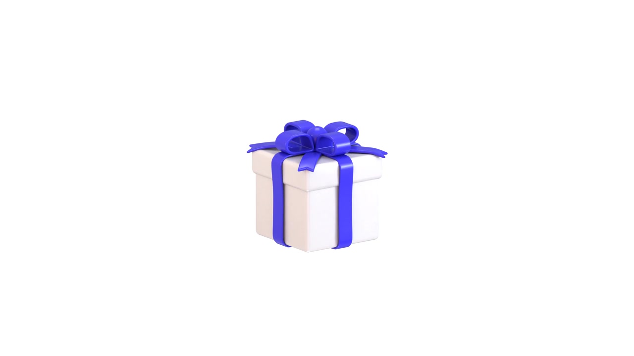 Animazione 3D di una scatola regalo bianca che si apre e si chiude