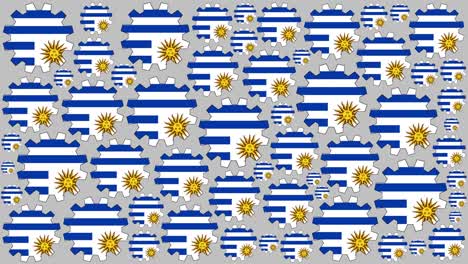 la bandera uruguaya engranajes girando fondo