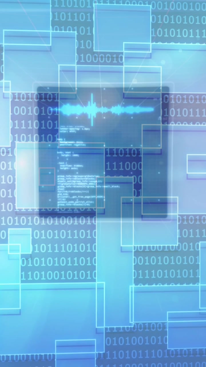Animation of data processing over blue background