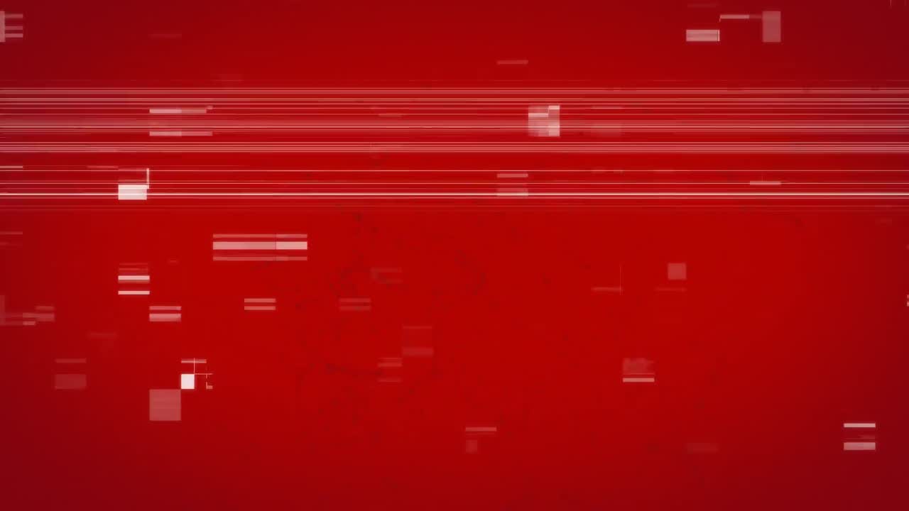 Animation of digital screen with glitch on red background