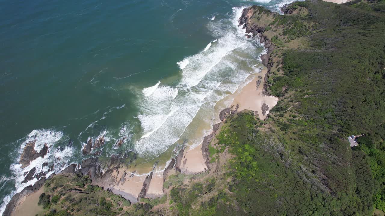 Bird's Eye View Of Whites Beach In New South Wales, Australia - Drone Shot