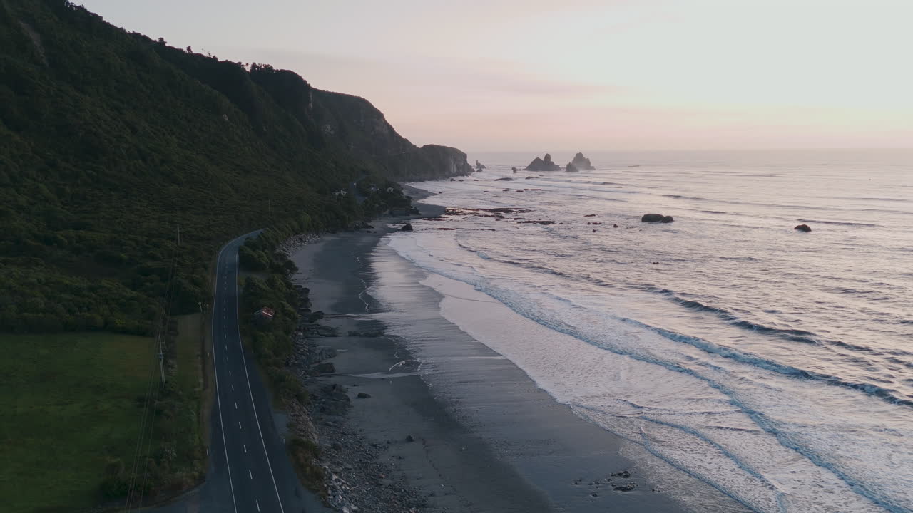 Coastal Road in New Zealand at Sunrise/Sunset