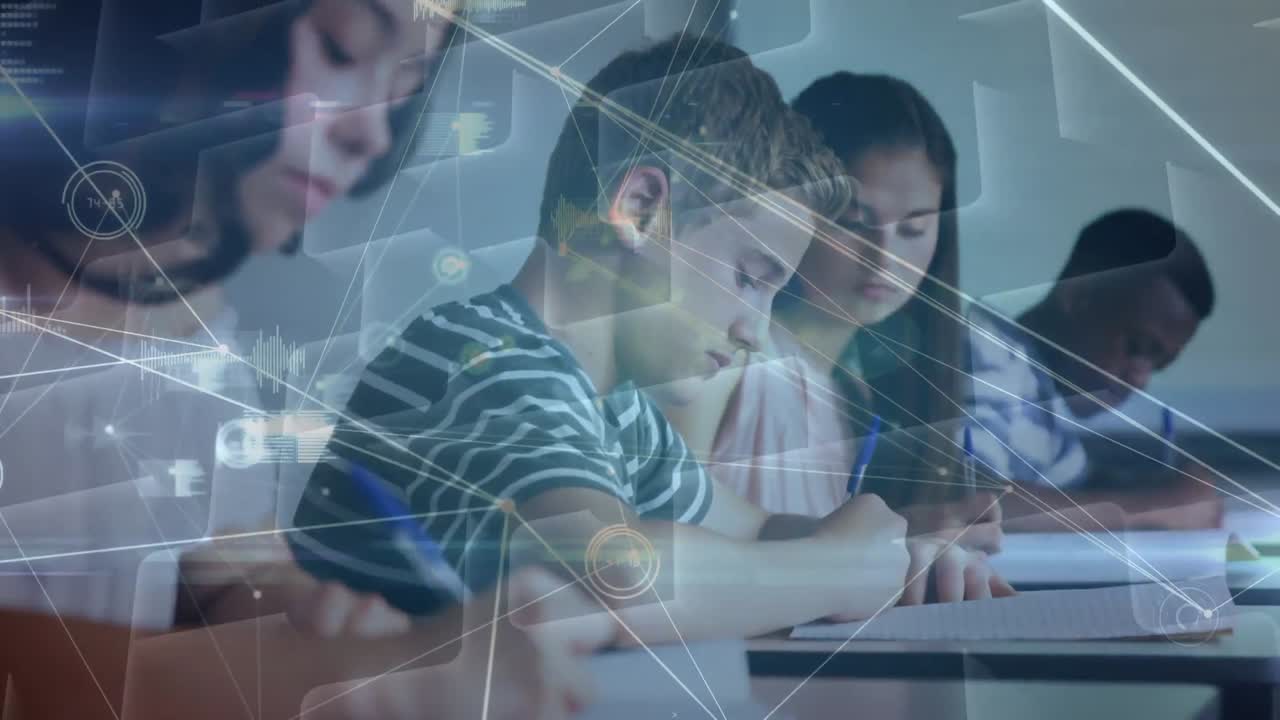 animación de la red de conexiones sobre los estudiantes en el aula