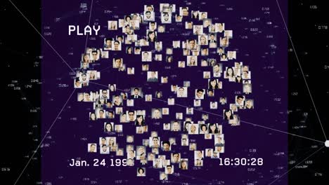 Animation-Der-Interferenz-über-Ein-Netzwerk-Von-Verbindungen-Mit-Porträts-Verschiedener-Menschen