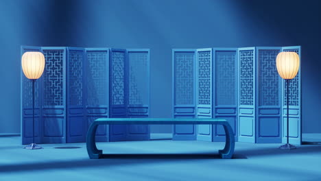 empty stage with chinese style background, 3d rendering.