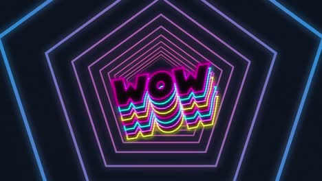 animation of the word wow written in neon glowing letters