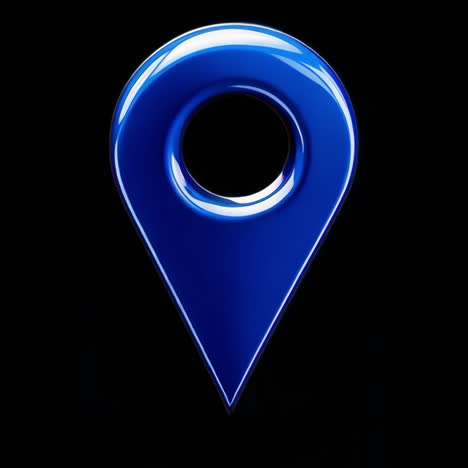 Glossy blue location marker animation isolated asset, transparent 4K video, alpha channel, ProRes