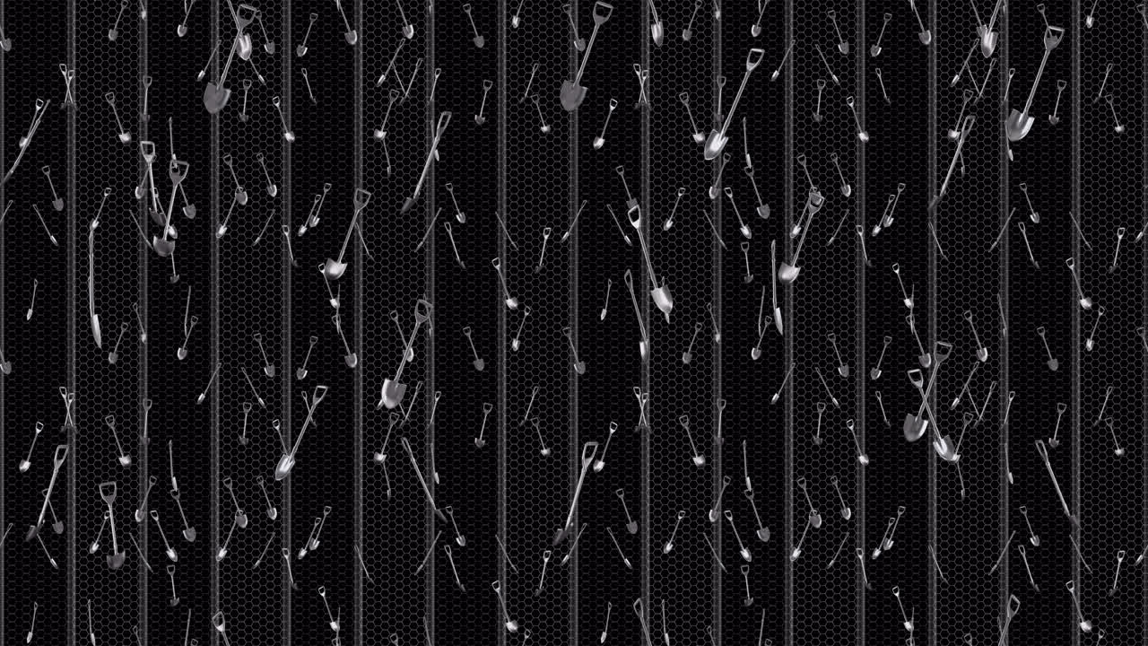 Shovel construction site background loop tile falling