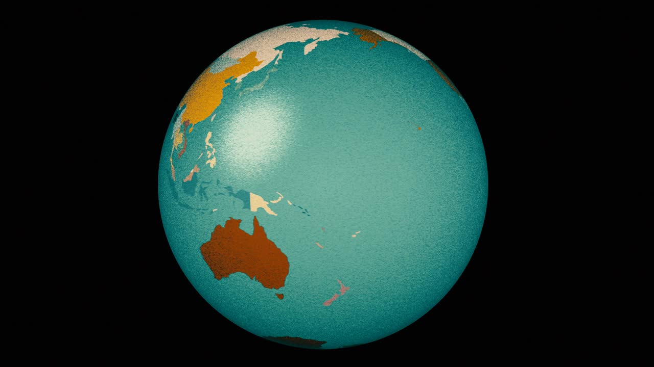 에어브러시 그림자 만화 스타일 행성 지구 회전 시엄리스 루핑 애니메이션