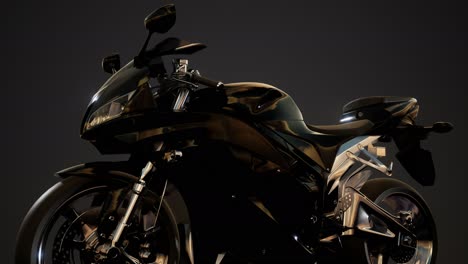 moto sport bike in dark studio with bright lights