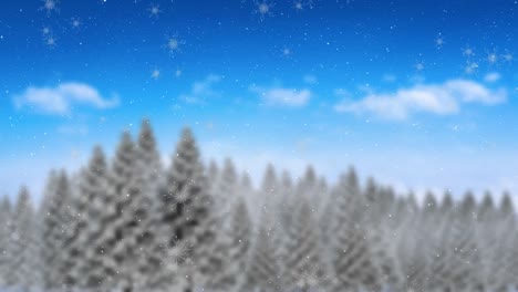 Animación-De-Nieve-Cayendo-Sobre-El-Fondo-Del-Paisaje-Invernal.