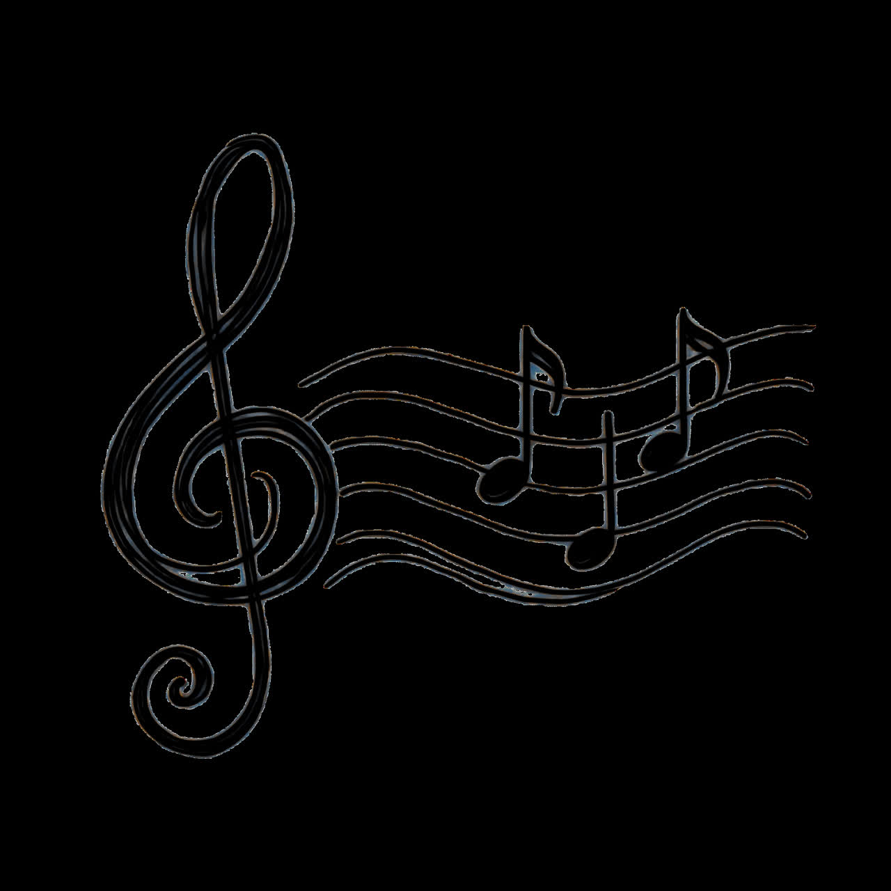 Musical notes animation isolated asset, transparent 4K video, alpha channel, ProRes 4444