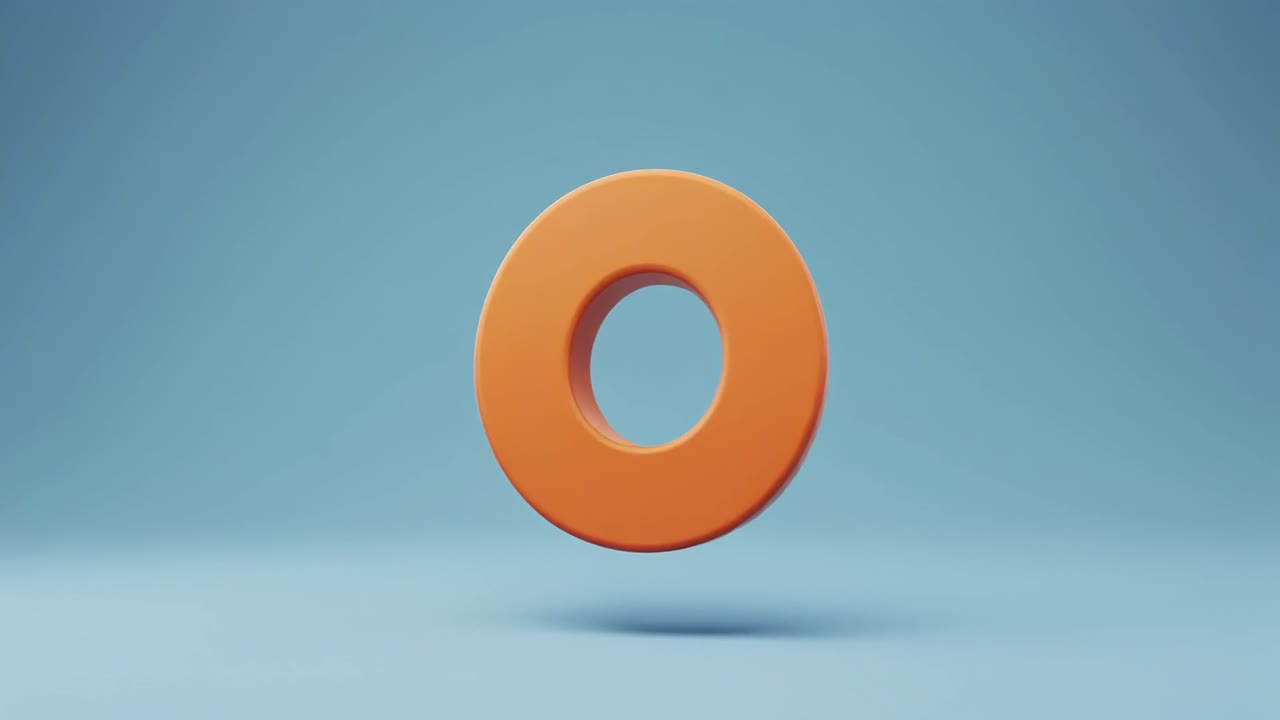 Abstract 3D Orange Shape Morphing into Arrow and Circle
