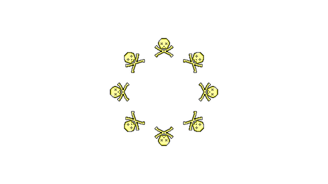 Pixel Art Skull Spinning Circle Animated Overlay Transparent 30fps (5)