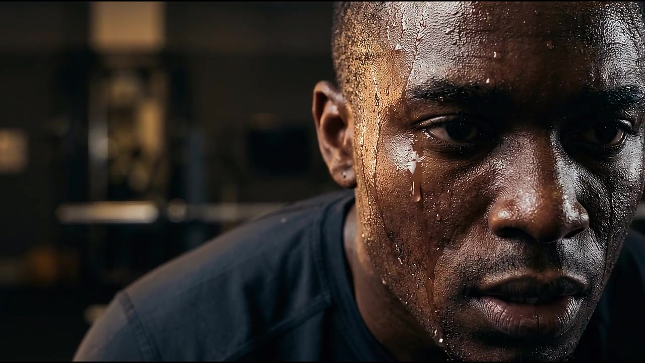 Focused athlete portrait after intense sports training session