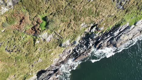 rugged coastlines along the sky road in ireland, county galway, clifden, connemara. aerial topdown shot