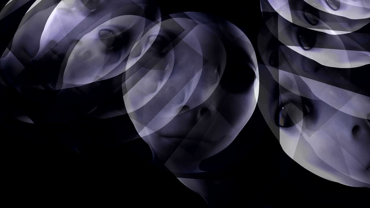 animación digital de cabezas alienígenas flotantes