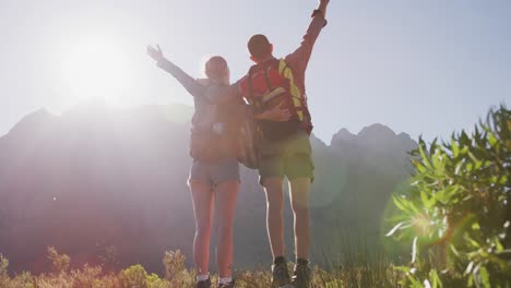 caucasian couple enjoying the landscape