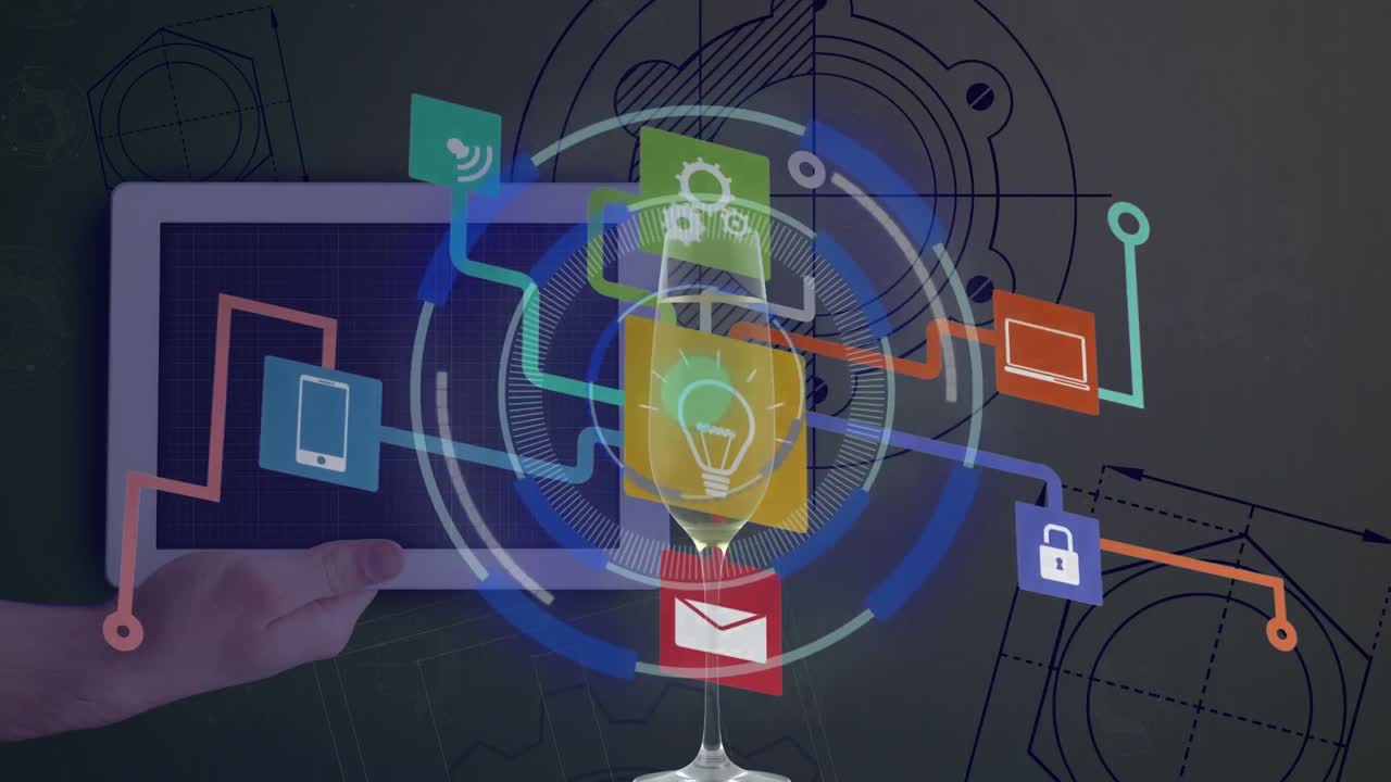 미디어 아이콘과 스키마에 대한 범위 스캐닝의 애니메이션