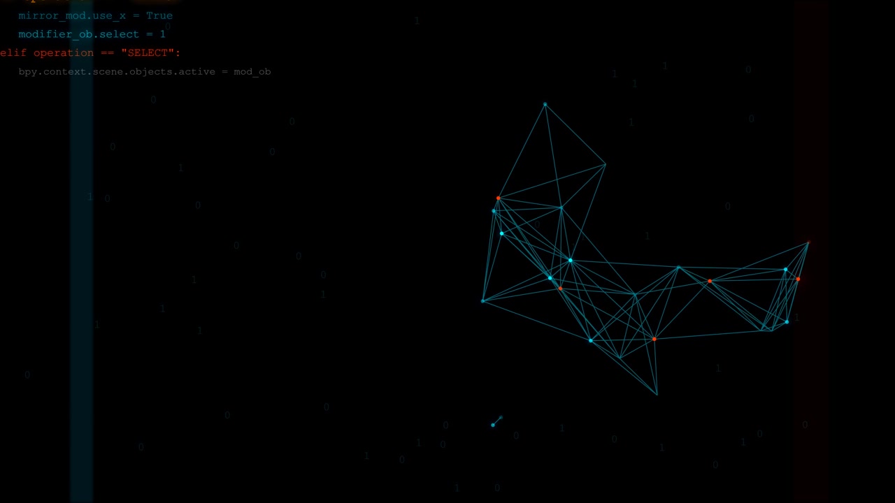 Connessione di rete digitale astratta con codice binario fluttuante