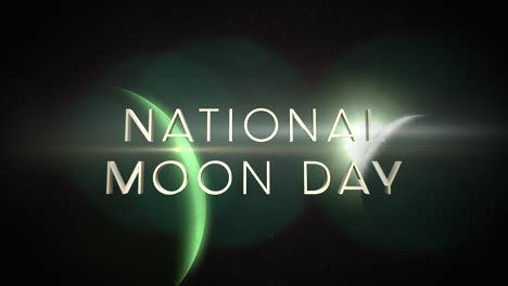 Día-Nacional-De-La-Luna-Con-Planeta-Verde-Y-Luz-De-Estrella-En-Galaxia-Oscura