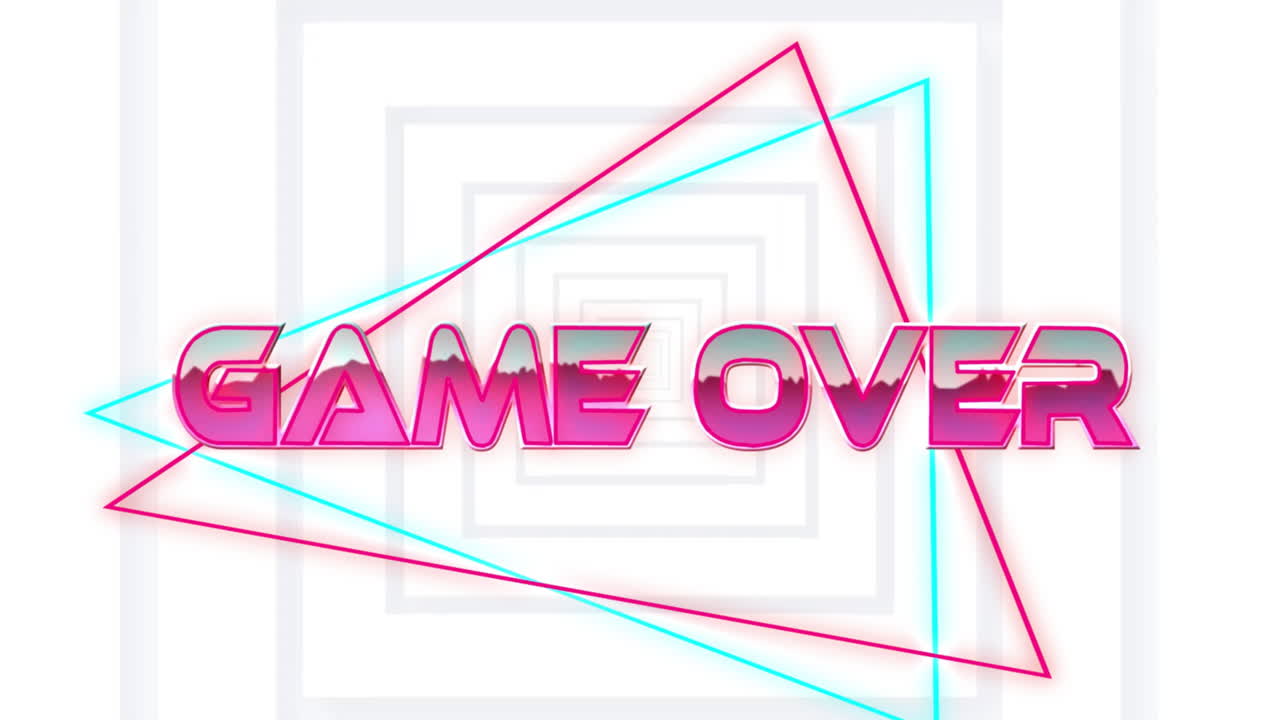 Animazione del testo 'game over' su un motivo al neon