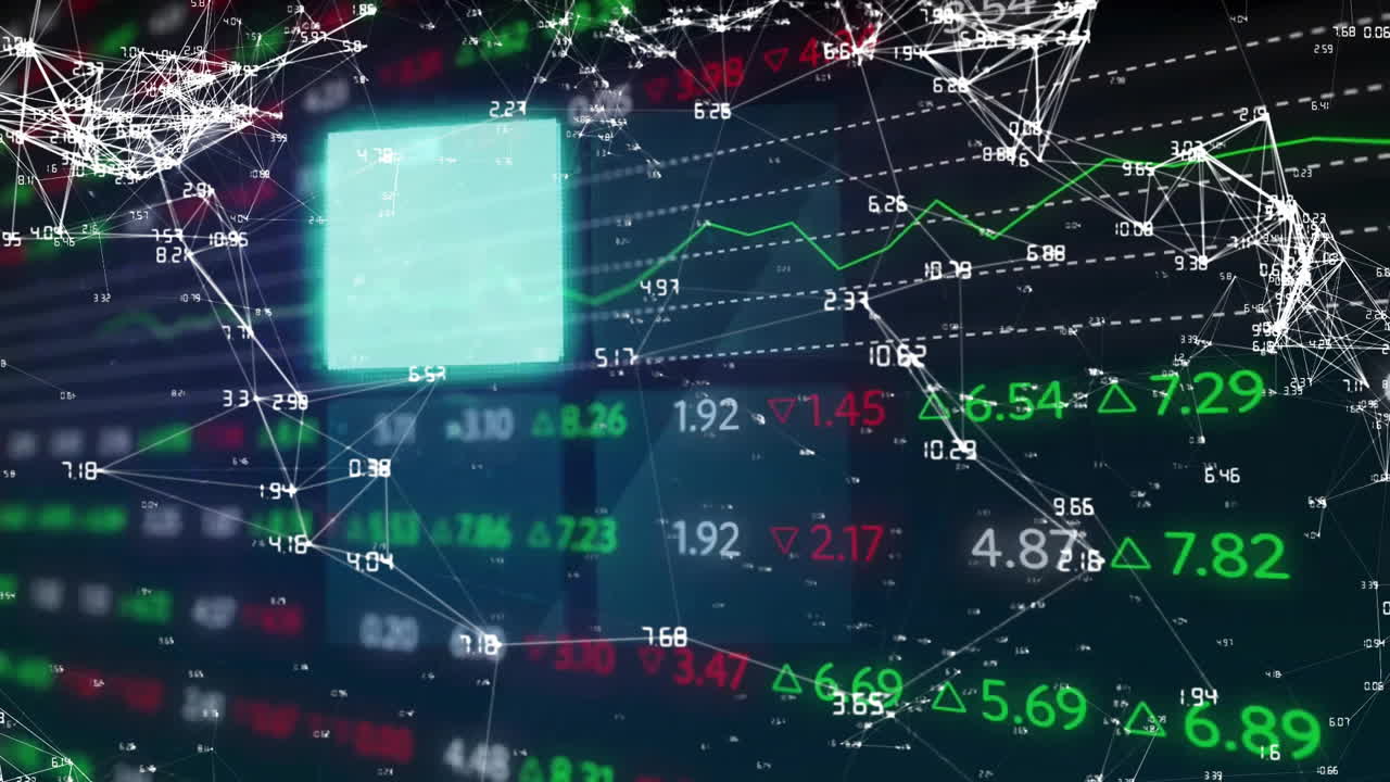 Animation of financial data processing over network of connections