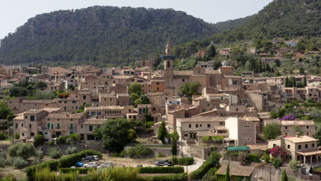 historical center of valldemossa village with houses and buildings